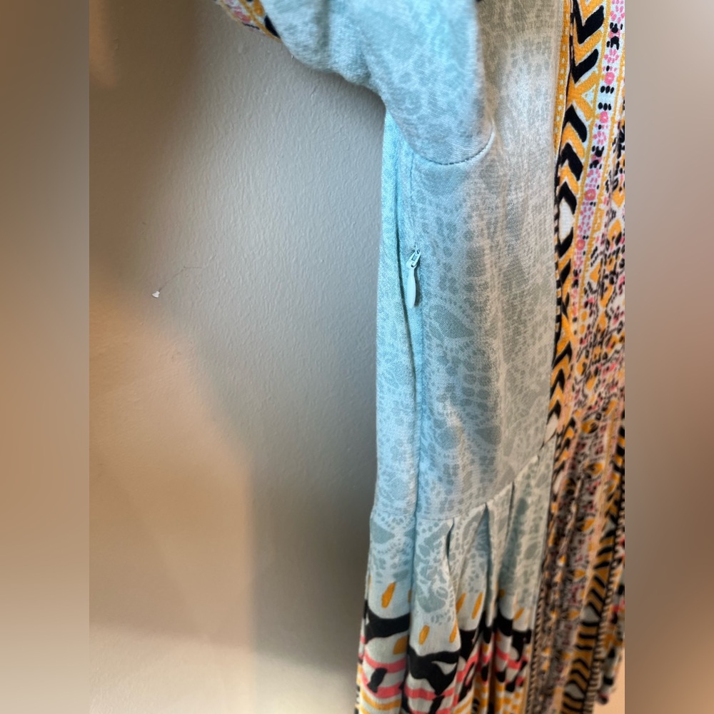 Free People Women's Blue Tegan Border Printed Mini Dress size 6 - Picture 10 of 10